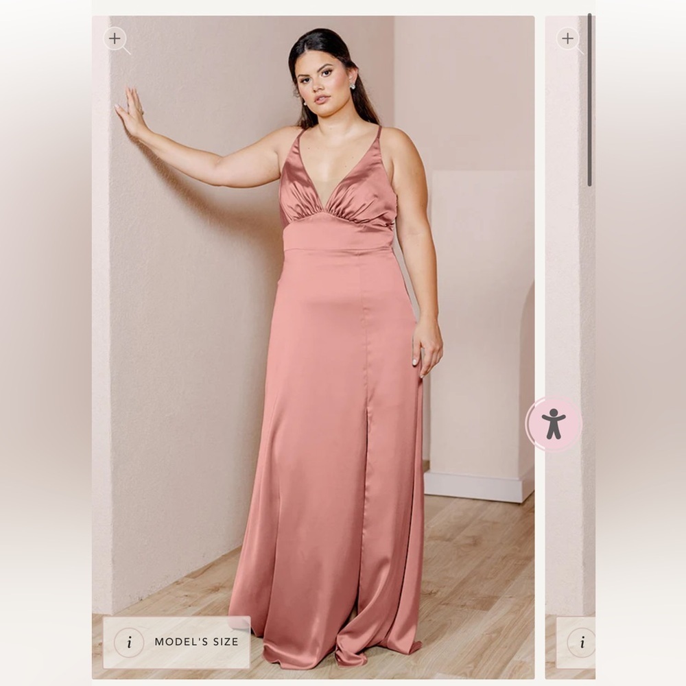 Revelry Carmen Satin Maxi Dress Desert Rose Pink Formal Gown Cross Back 14